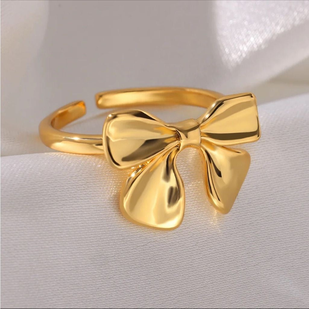 Gold Filled Super Cute Adjustable Bow Ring