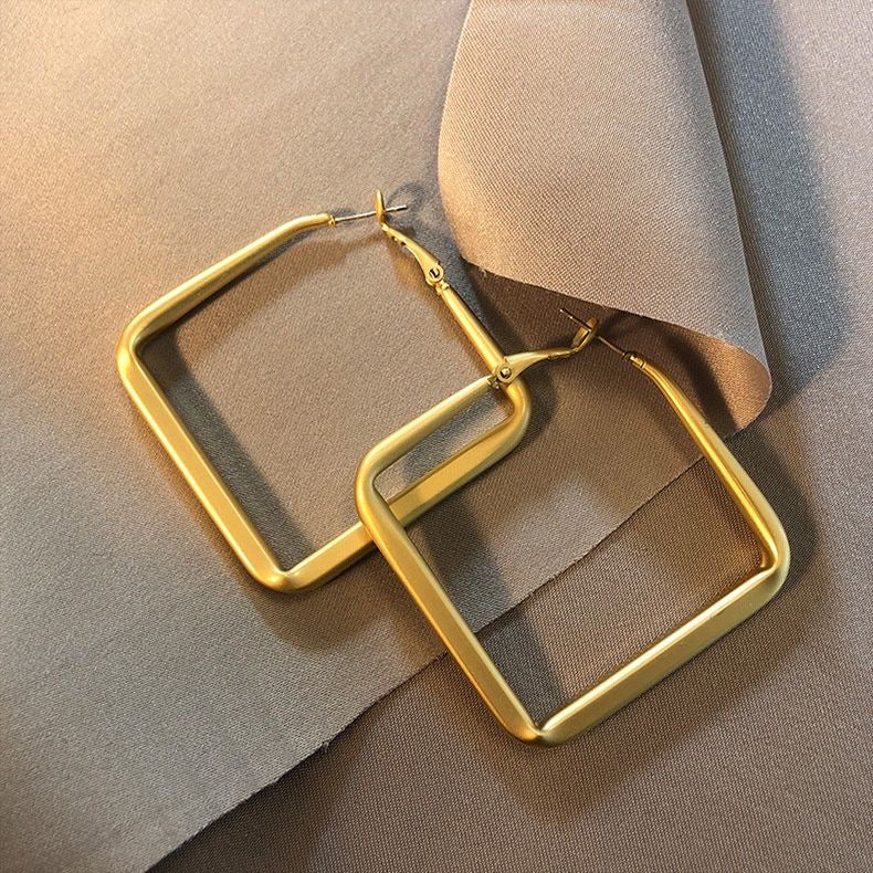 Korean Square Shaped Gold Plated Earring For Women