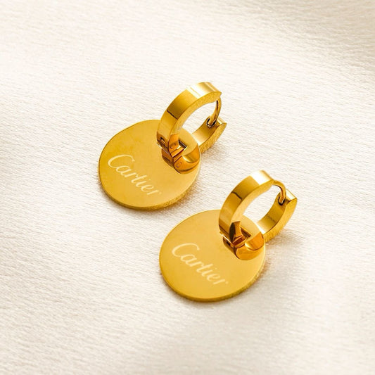 Stainless Steel Gold Plated Cartier Circle Earrings Anti-Tarnish